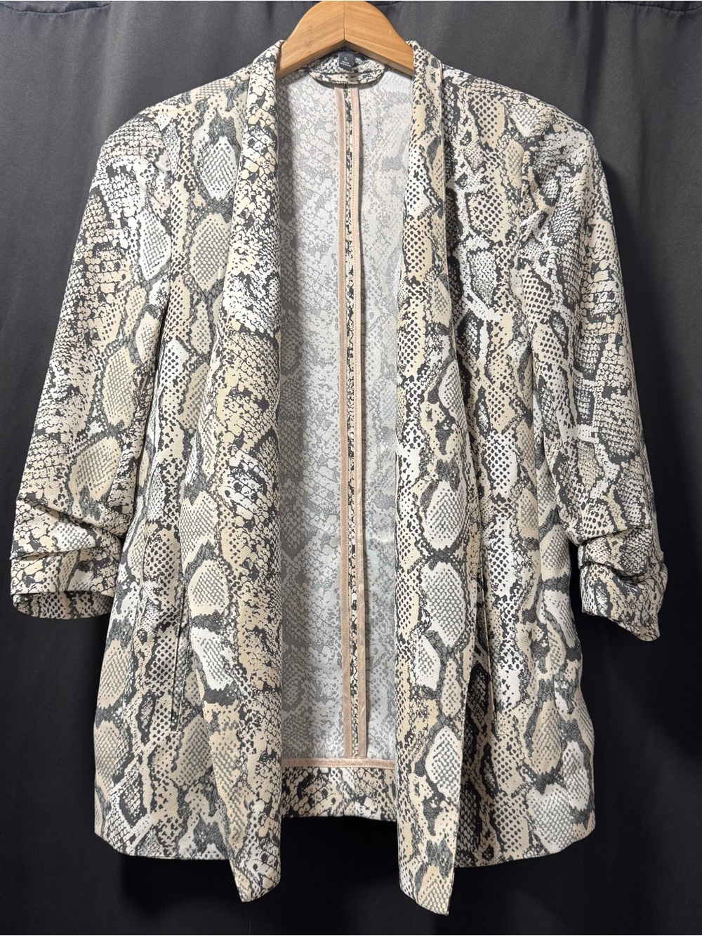 Snake Print Open Front Blazer Jacket